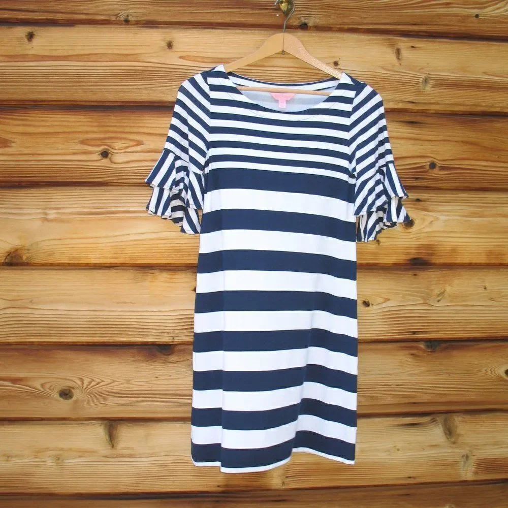 Lilly Pulitzer Navy White Striped Jersey Dress